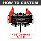 Personalized Cemetery Memorial Metal Stakes, Cardinals Memorial Grave Markers,Graden Decorations for Loss of Mother Father, Outdoor Sympathy Decor Gift