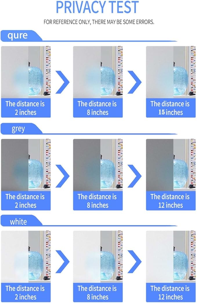 Window Privacy Film, Frosted Glass Window Film,for Glass Windows Cover, Static Cling, Removable, Reusable, Anti-UV, Anti-Glare, Heat Blocking (Pure, 17.5X78.7 Inch)