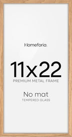 Homeforia 11x22 Newspaper Frame Wooden, High End Natural Oak 11 x 22 Picture Frame Light Wood without Mat, 22x11 Poster Frames for Wall, 11by22 Display Photo Frames, Tempered Glass, Wall Kit, Set of 1