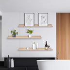AZSKY 48 Inch Large Wood Floating Shelves for Wall Set of 3, Rustic Natural Picture Ledge Shelf Decor for Bedroom Kitchen Bathroom Living Room Nursery Display, 3 Same Sizes