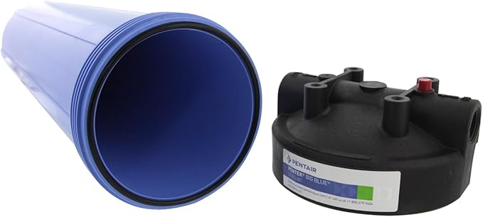Pentair Pentek 150467 Big Blue Filter Housing, 3/4" NPT #20 Whole House Heavy Duty Water Filter Housing with High-Flow Polypropylene (HFPP) Cap and Pressure Relief Button, 20-Inch, Black/Blue