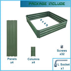 4x4x1ft Metal Raised Garden Bed Kit，Galvanized Garden Bed Box for Vegetables, Flowers, Herbs, and Succulents,120 Gallon Capacity - Green