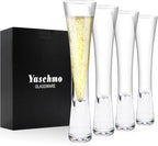 Champagne Flutes Set of 4, Hand Blown Crystal Champagne Glasses, Modern Unique Design, Lead-Free Prosecco Glasses, Elegant Toasting Glasses Gift for Wedding, Anniversary, Birthday, Christmas