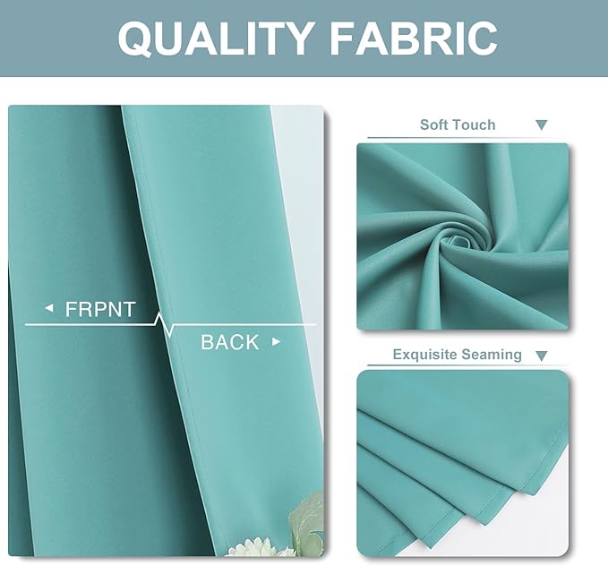 ChrisDowa Blackout Curtains 54 inches Long for Bedroom - 2 Panels Set Grommet Thermal Insulated Room Darkening Curtains for Living Room (Aqua, 52 x 54 Inch)