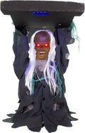 Haunted Hill Farm Tombstone Lifter by Tekky, Battery-Operated, Sound Activated Animatronic Zombie with Sound Effects and Lights for Indoor or Covered Outdoor Creepy Halloween Decoration