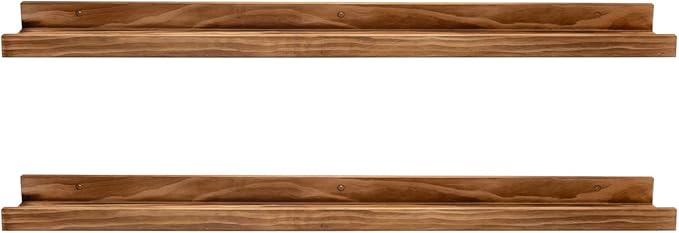 AZSKY Rustic Wood Floating Shelves for Nursery Books Long Wall Bookshelf Photo Picture Ledge Shelf with Lip Wall Shelf for Kids Bedroom Bathroom Living Room Office Frames 36 Inches Set of 2