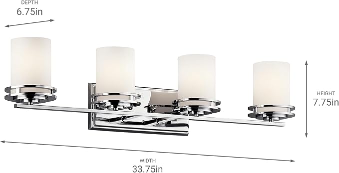 Kichler Hendrik 33.75" 4 Light Vanity Light with Satin Etched Cased Opal Chrome