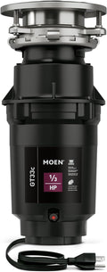 Moen GT33C Lite Series 1/3 Horsepower Continous Feed Garbage Disposal featuring Fast Track Technology, Power Cord Included