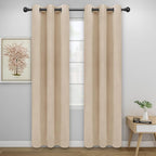 Easy-Going Blackout Curtains for Bedroom, Solid Thermal Insulated Grommet and Noise Reduction Window Drapes, Room Darkening Curtains for Living Room, 2 Panels (34x84 in, Beige)