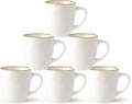 GBHOME Ceramic Coffee Mugs Set of 6, 12oz Stoneware Coffee Mugs Set For Dad Mom Women MEN, Light Weight Ceramic Coffee Cups for Latte/Tea/Beer/Hot Cocoa, Dishwasher & Microwave Safe-Pearl White