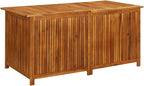 vidaXL Wooden Outdoor Storage Box with Gas-Lift Lid – Patio Deck Chest with Zippered Waterproof Bag for Garden Bench, Pool, Porch, Trunk, Cabinet, Teak Look – Brown, 59.1"x31.5"x29.5"