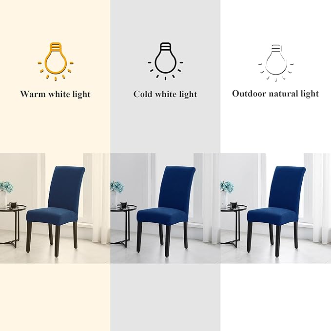 Joccun Chair Covers for Dining Room Set of 4, Dining Chair Slipcovers Stretch Dining Room Chair Covers Seat Protector,Washable Parsons Chair Cover for Home,Banquet(Classic Blue,4 Pack)