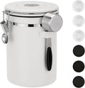 ShanSon Coffee Canister Airtight Coffee Container Stainless Steel Coffee Bean Storage Container with Scoop Coffee Canister for Beans Grounds Sugar Flour Tea Cereal,22OZ, White