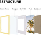 Vittanly 11x14 Picture Frames Set of 9, Shatter Resistant Plexiglass, Display 8x10 Pictures with Mat or 11x14 without Mat, Photo Frames for Wall or Tabletop, Engineered Wood, Gold