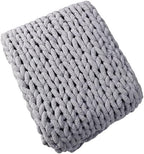 Chunky Knit Blanket Throw 40"×40", Hand Knitted Warm Chenille Throw Blanket, Home Decor Soft Thick Yarn Cable Knit Blanket, Soft Breathable Fleece Banket Christmas for Couch Bed Sofa Best Gift (Gray)