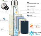 Insulated Water Bottles,12 oz Double Wall Stainless Steel Vacumm Metal Flask for Sports Travel,Marble Jade