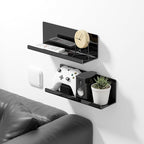 Acrylic Floating Shelves for Wall No Drilling, Self Adhesive Space-Saving Shelves, 12 Inch Floating Shelf Stick on Wall Shelf, for Bathroom, Kitchen, Bedroom, Office, Gaming Room, Black