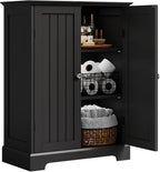 ChooChoo Bathroom Floor Cabinet, Modern Bathroom Storage Cabinet with 2 Doors and Adjustable Shelves, Freestanding Cupboard for Living Room, Black
