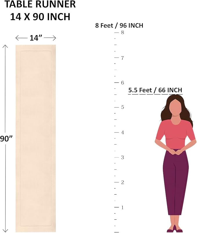 Solino Home Linen Burgundy Table Runner 90 Inches Long - 100% Pure Linen 14 x 90 Inch Table Runner for Fall, Autumn, Thanksgiving - Classic Hemstitch