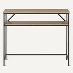 Amazon Basics Rectangular Console Table with Storage Shelf, Steel Frame, 39x31x11.8 in, Oak Finish