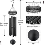 ASTARIN 60'' Deep Tone Wind Chimes for Outside -Extra Large Windchimes with 6 Heavy Tubes, Memorial Wind Chimes Outdoor for Garden Hanging Décor,Sympathy Gifts, Black