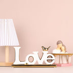 Love Sign Decoration,White and Gold Love Signs for Home Decor Statue,Modern Bird Sculpture Personalized Love Decor,Gold Style Figurine Decorative Ornaments for Living Room,Bedroom,Desktop,Cabinets