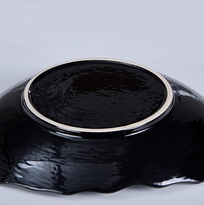 Ceramic Decorative Dish, Large Blue Pottery Decorative Bowl, Porcelain Centerpiece Tray, Key Bowl, Gift Decor Tray for Tabletop Entryway Table Living Room Dining(12'' Dish)