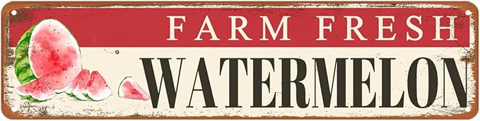 Farm Fresh Watermelon Sign Watermelon Decor Vintage Metal Tin Sign Farmers Market Decor Farm Fresh Watermelon Locally Grown Signs For Home Kitchen Cave Garage Bar Art Plaque Wall Decoration 4x16 Inches