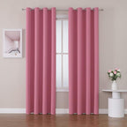 ChrisDowa Grommet Room Darkening Curtains for Bedroom and Living Room - 2 Panels Set Thermal Insulated Blackout Curtains (Pink, 52W x 84L)