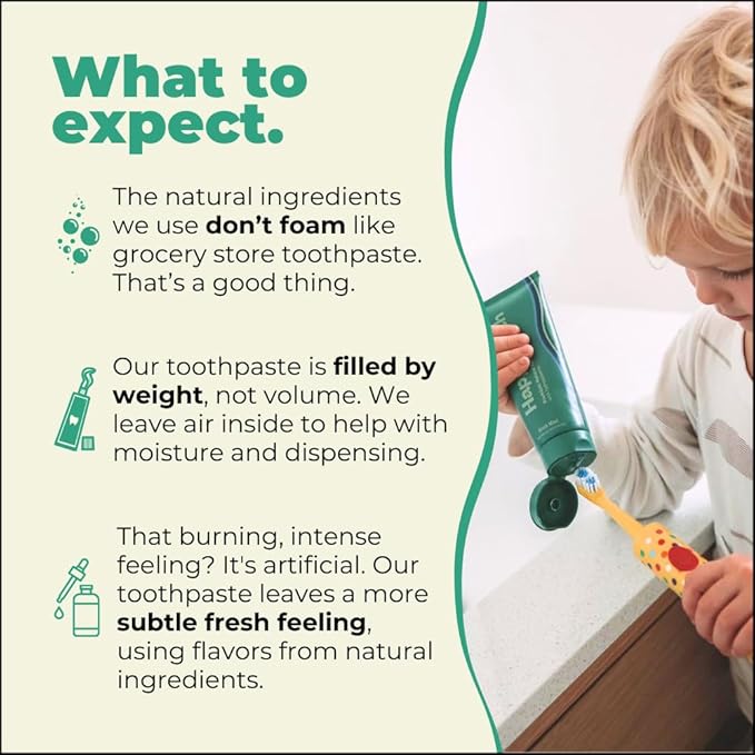 Happy Tooth Hydroxyapatite Toothpaste, Fluoride Free, Natural Whitening for Kids, Toddlers and Adults, SLS Free, Enamel Safe, Dentist Formulated with Clean Ingredients, Fresh Mint Flavor, 3.4oz