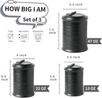 Nihow Food Storage Jar Sets: Ceramic Container with Air Tight Lid for Flour/Sugar/Rice/Coffee/Cookies/Candy - Seal Damp-proof Canister for The Kitchen - Set of 3 （Matte Black）
