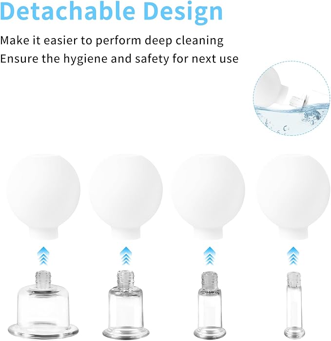 Meifuly Facial Cupping Set, 4 PCS Silicone Vacuum Suction Face Massage Cups, Skin Tightening Kit for Eyes, Face and Body (White)