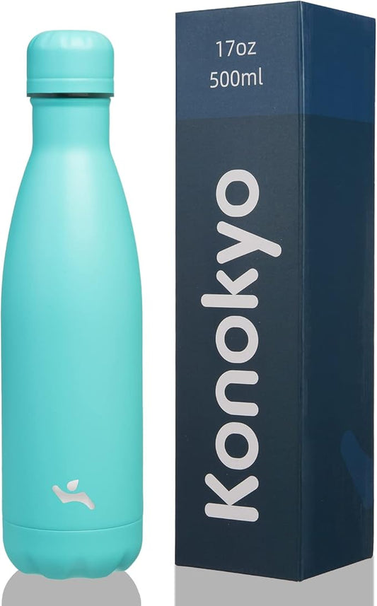 Insulated Water Bottles,17 oz Double Wall Stainless Steel Vacumm Metal Flask for Sports Travel,Turquoise