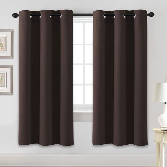 H.VERSAILTEX Blackout Curtains for Bedroom Thermal Insulated Room Darkening Living Room Curtains 72 Inch Long Grommet Privacy Protection Window Curtain Panels/Drapes, 2 Panels, Chocolate Brown