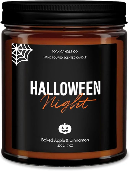 1OAK Halloween Candles Scented - 7oz, Baked Apple Cinnamon - Spooky Candles - Gothic Décor Decorations - Halloween Gifts for Women, Men - Horror Candle