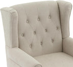 UIXE High Back Accent Chairs Set of 2, Upholstered Armchair in Fabric for Living Room, Retro Wingback Arm Chair Comfy Single Sofa Bedroom Reading Seat with Solid Wood Legs - Beige