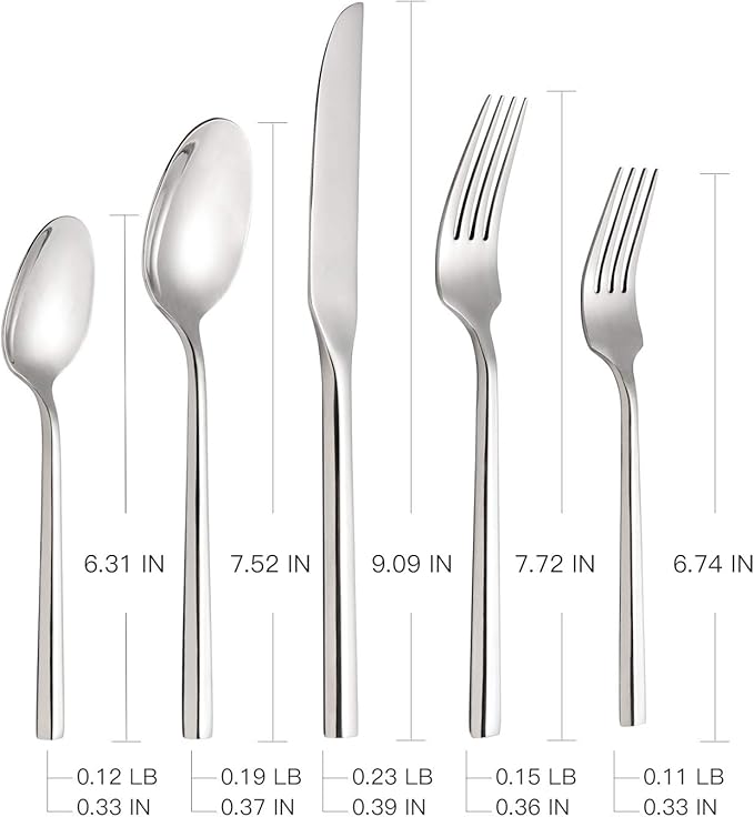 Silverware Set Flatware Set 40 Pieces Stainless Steel Cutlery Set Hexagonal Pattern Mirror Finished Home Daily Use Housewarming Wedding Gift Service for 8