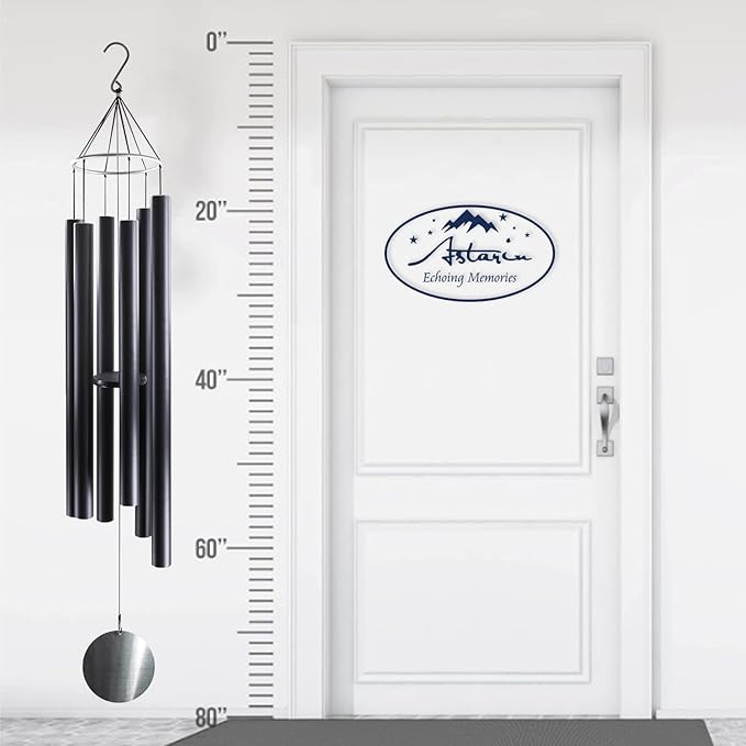 ASTARIN 78 Inch Wind Chimes for Outside with 6 Tubes Tuned Relaxing Melody, Extra Large Wind Chimes Outdoor Deep Tone for Patio, Backyard, Garden, and Outdoor Decor,Black