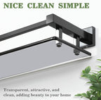 Alise Bathroom Shelf Wall Mounted, Matte Black Large Capacity Glass Shelf for Bathroom, 24 inch