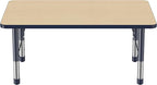 FDP Rectangle Activity School and Classroom Kids Table (30 x 48 inch), Chunky Toddler Legs, Adjustable Height 15-24 inches - Maple Top and Navy Edge