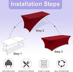 ABCCANOPY 6 FT Red Spandex Table Cover Stretch Fitted Wrinkle Resistant Tablecloth Reuse for Rectangular Folding Table Patry Event Wedding Banquet Protector