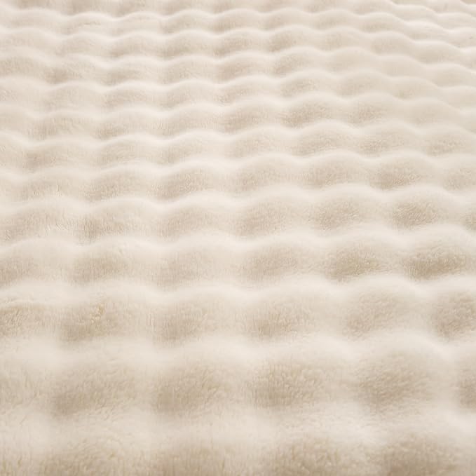 YUSOKI Luxury 3D Bubble Throw Blanket 5lb,All Ages,Home Decoration, (Ivory,90 * 90inches)