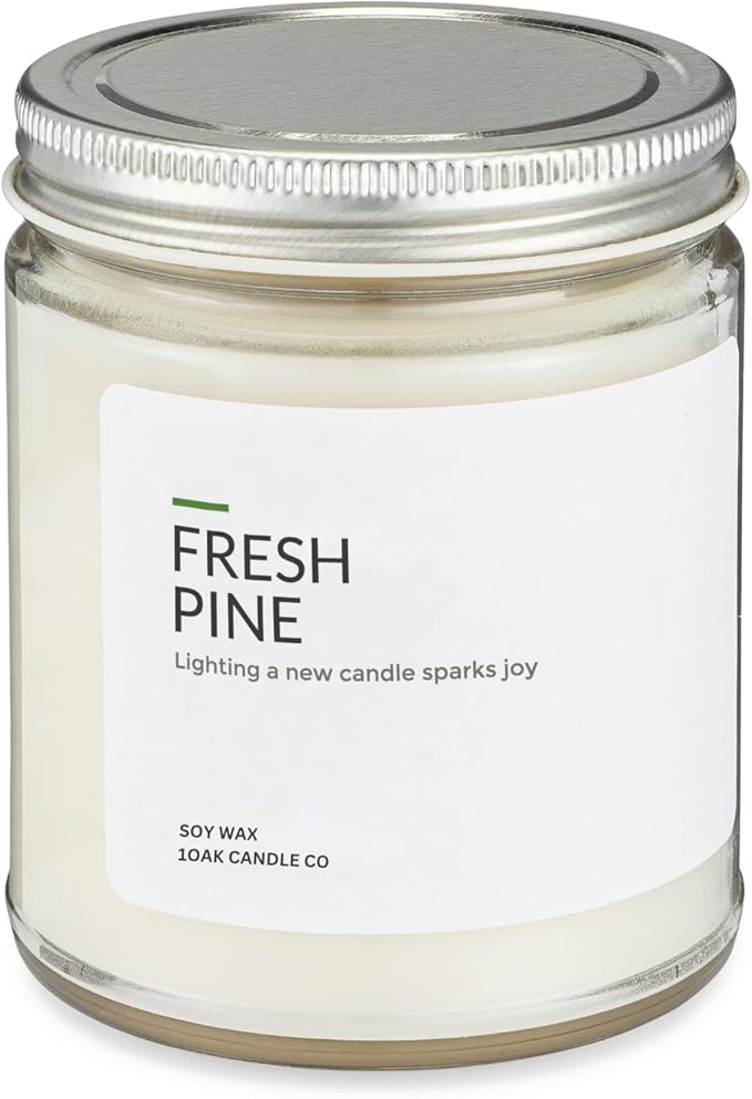 1OAK Soy Wax Candles (Fresh Pine) - Pine Candle - Soy Candles for Home Scented - Long Burning Premium - Hand-Poured (7oz.)