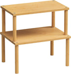 Cabinet Organizer Shelf(Set of 2),Kitchen Counter Shelves,Bamboo Stackable Expandable Spice Rack Countertop(Medium)