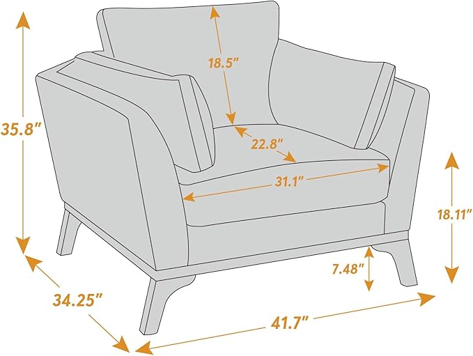 Large-Sized Accent Chair, Thick Cushion Bedroom Reading Chair, Comfortable Living Room Single Sofa， Boucle Camel