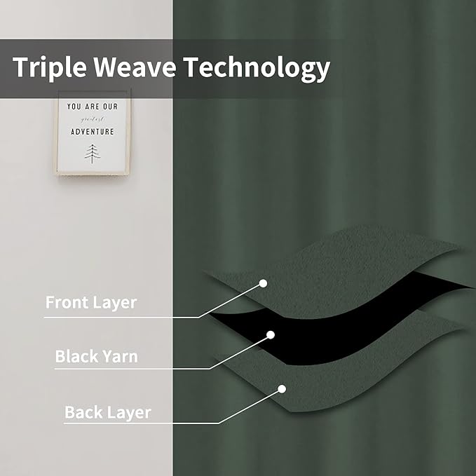 Easy-Going Blackout Curtains for Bedroom, Solid Thermal Insulated Grommet and Noise Reduction Window Drapes, Room Darkening Curtains for Living Room, 2 Panels(42x63 in, Greyish Green)