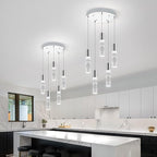 OKELI 5-Light Pendants Light for Kitchen Island Dining Room, 6000K Bubble Crystal Modern LED Kitchen Hanging Lights, 30W Chrome Pendant Lighting Fixture, Round