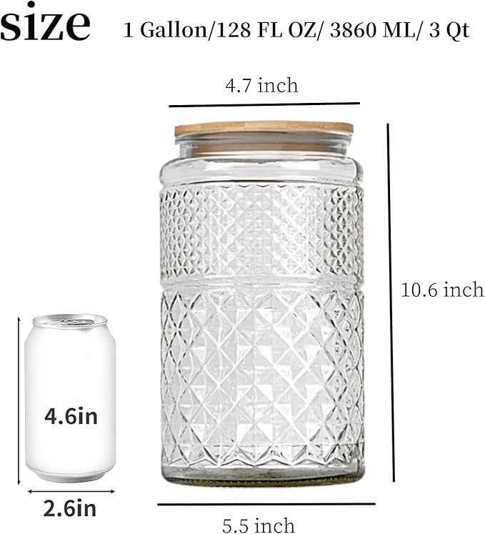 Large Glass Storage Jar, Glass Food Storage Containers with Bamboo Lid, Kitchen Containers Cereal Canisters Decorative Jar for Candy Snack Cookies Coffee Tea Nuts Airtight Glass Jars (Extra Large)