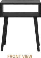 NTC Solid Oak Zoe Nightstand, Mid Century Modern Side Table Bedroom, Bedside Furniture, Night Stand, End Table, Easy Assembly - Burnt Black