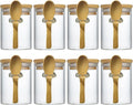 7.6 oz Airtight Mini Glass Jars with Bamboo Lids and Bamboo Spoons, Spice Jars Small Food Storage Containers for Kitchen, Bathroom, Home Decor Set of 8
